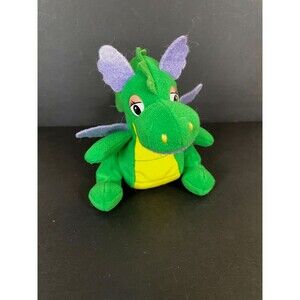Vintage ASI 62960 Plush Beanie  Green Dragon Stuffed Animal Toy Plushie Small